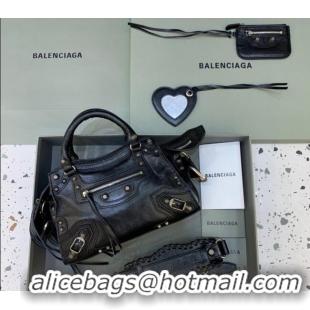 Spot Wholesale Balenciaga Neo Cagole XS Lambskin Top Handle Bag 638515 Black/Aged Silver 2025