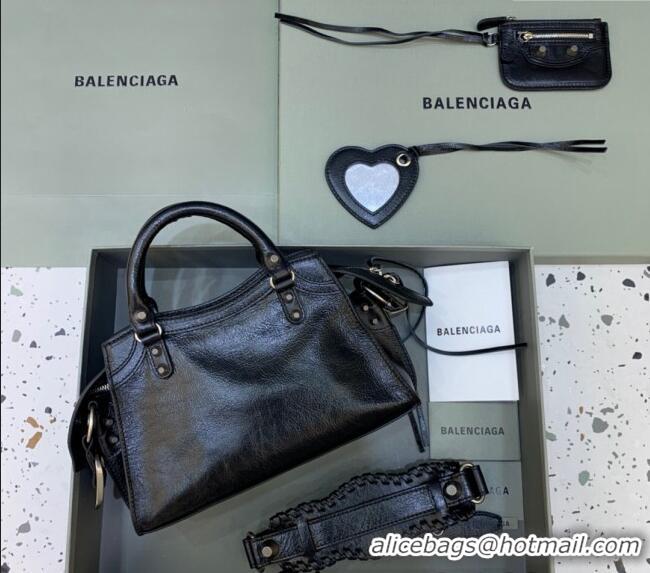 Spot Wholesale Balenciaga Neo Cagole XS Lambskin Top Handle Bag 638515 Black/Aged Silver 2025