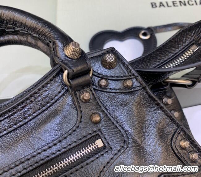 Spot Wholesale Balenciaga Neo Cagole XS Lambskin Top Handle Bag 638515 Black/Aged Silver 2025