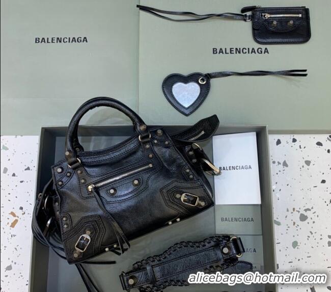 Spot Wholesale Balenciaga Neo Cagole XS Lambskin Top Handle Bag 638515 Black/Aged Silver 2025