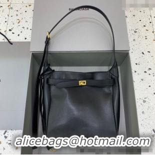 Original Cheap Balenciaga Bel Air Small Hobo Bag in  smooth calfskin 78972 black aged-gold hardware 2025