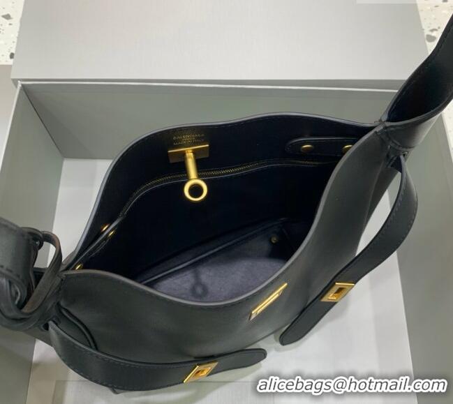 Original Cheap Balenciaga Bel Air Small Hobo Bag in  smooth calfskin 78972 black aged-gold hardware 2025