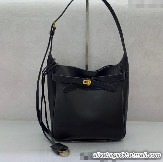 Original Cheap Balenciaga Bel Air Small Hobo Bag in  smooth calfskin 78972 black aged-gold hardware 2025