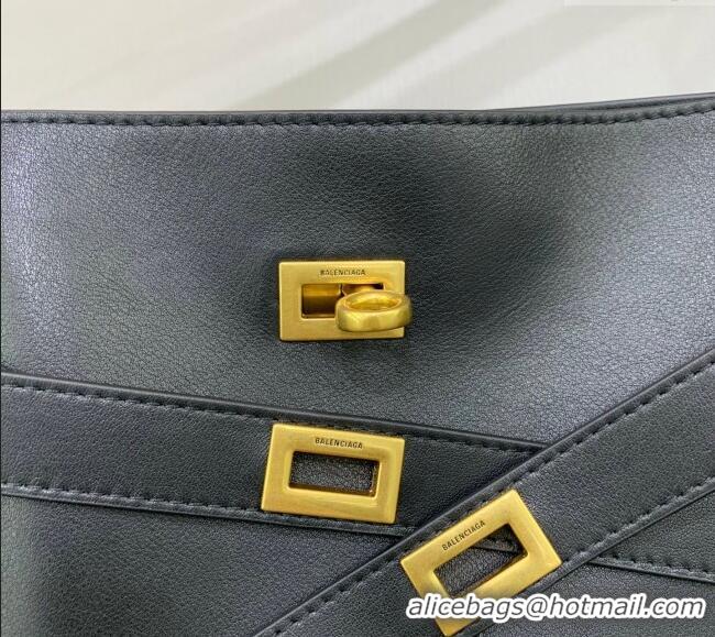 Original Cheap Balenciaga Bel Air Small Hobo Bag in  smooth calfskin 78972 black aged-gold hardware 2025