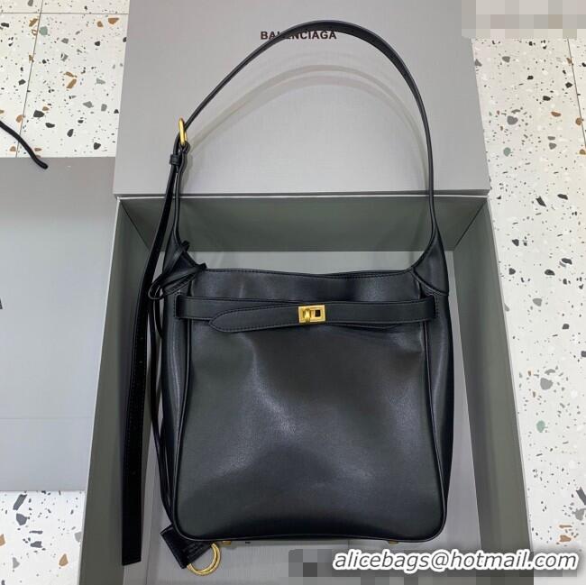 Original Cheap Balenciaga Bel Air Small Hobo Bag in  smooth calfskin 78972 black aged-gold hardware 2025