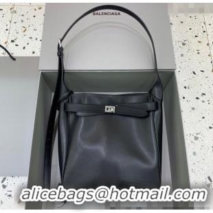 Inexpensive Balenciaga Bel Air Small Hobo Bag in smooth calfskin 78972 black aged-silver hardware 2025