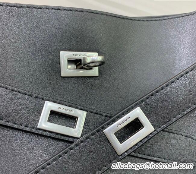 Inexpensive Balenciaga Bel Air Small Hobo Bag in smooth calfskin 78972 black aged-silver hardware 2025