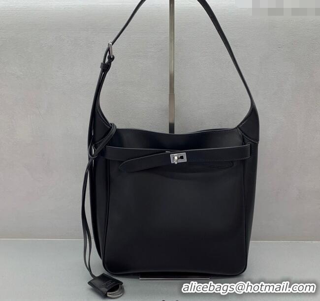 Inexpensive Balenciaga Bel Air Small Hobo Bag in smooth calfskin 78972 black aged-silver hardware 2025