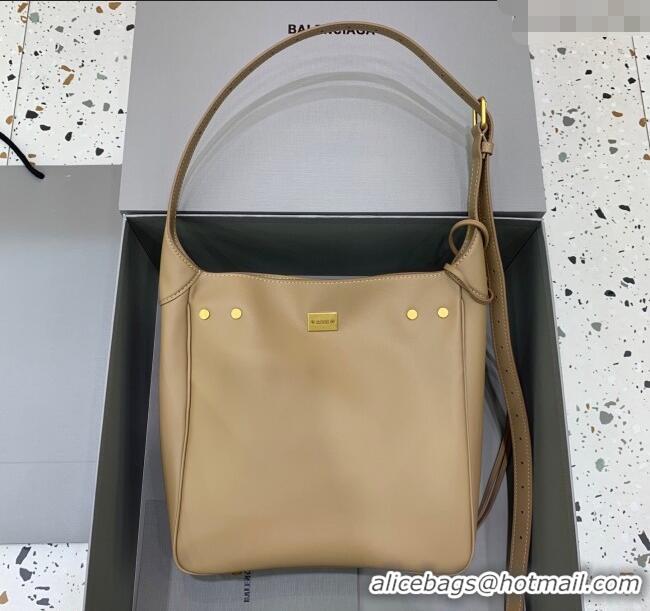 Luxury New Balenciaga Bel Air Small Hobo Bag in smooth calfskin 78972 latte beige aged-gold hardware 2025