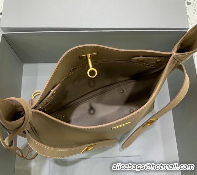 Luxury New Balenciaga Bel Air Small Hobo Bag in smooth calfskin 78972 latte beige aged-gold hardware 2025