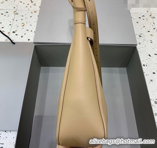 Luxury New Balenciaga Bel Air Small Hobo Bag in smooth calfskin 78972 latte beige aged-gold hardware 2025