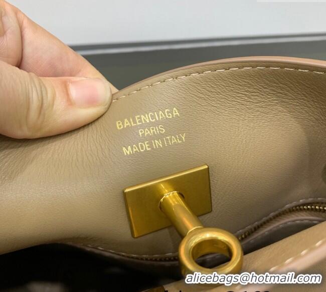 Luxury New Balenciaga Bel Air Small Hobo Bag in smooth calfskin 78972 latte beige aged-gold hardware 2025