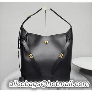 Best Price Balenciaga Bel Air Large Hobo Bag in smooth calfskin 78081 black aged-gold hardware 2025