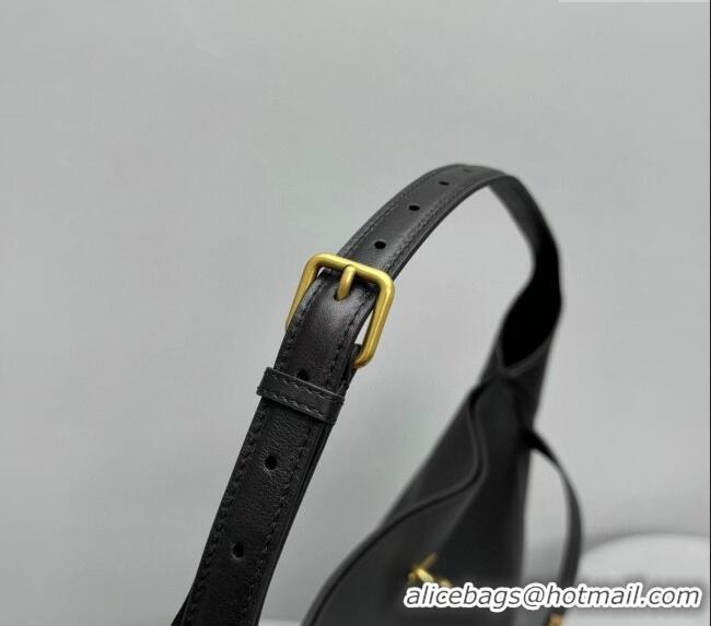 Best Price Balenciaga Bel Air Large Hobo Bag in smooth calfskin 78081 black aged-gold hardware 2025