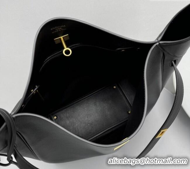 Best Price Balenciaga Bel Air Large Hobo Bag in smooth calfskin 78081 black aged-gold hardware 2025
