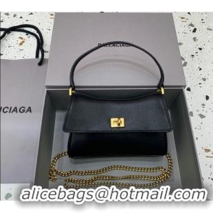 Original Cheap Balenciaga Rodeo Nano Bag With Chain in smooth calfskin 48082 black aged-gold hardware 2025