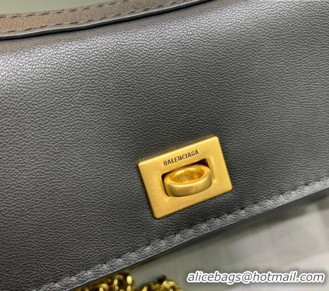 Original Cheap Balenciaga Rodeo Nano Bag With Chain in smooth calfskin 48082 black aged-gold hardware 2025