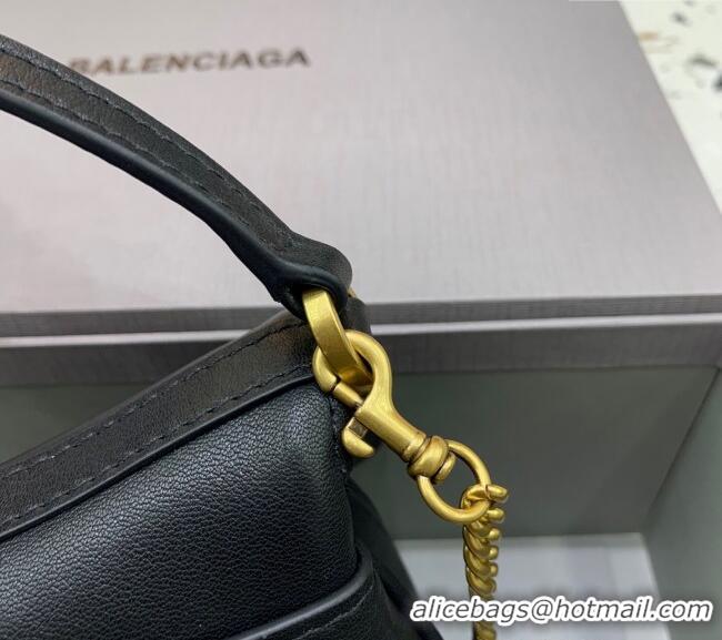 Original Cheap Balenciaga Rodeo Nano Bag With Chain in smooth calfskin 48082 black aged-gold hardware 2025