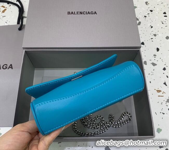 Classic Discount Balenciaga Rodeo Nano Bag With Chain in blue smooth calfskin 48082 aged-silver hardware 2025