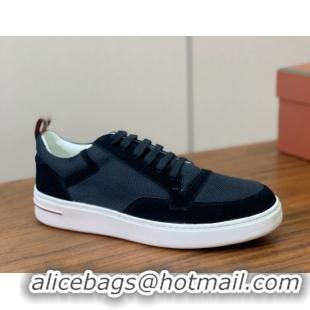 Purchase Loro Piana Newport Walk Sneakers in Suede and Mesh Black 0827001