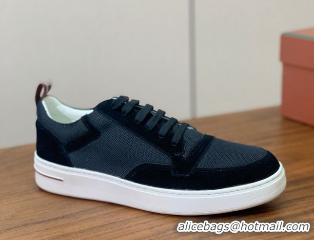 Purchase Loro Piana Newport Walk Sneakers in Suede and Mesh Black 0827001