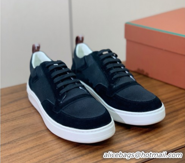 Purchase Loro Piana Newport Walk Sneakers in Suede and Mesh Black 0827001