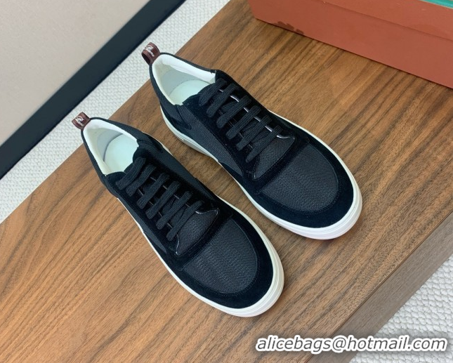 Purchase Loro Piana Newport Walk Sneakers in Suede and Mesh Black 0827001