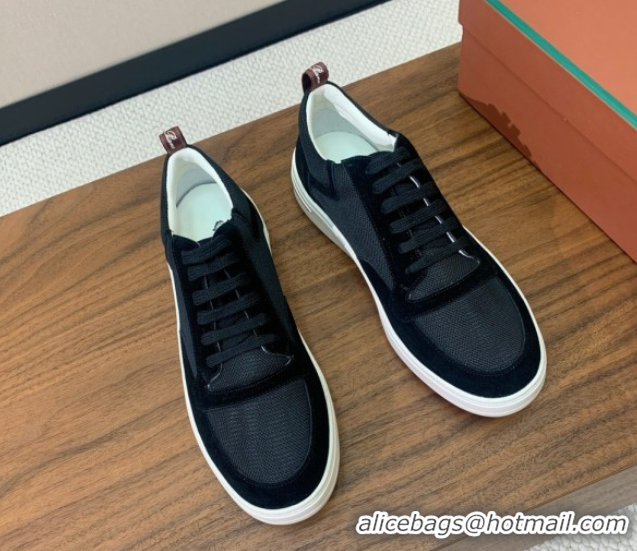 Purchase Loro Piana Newport Walk Sneakers in Suede and Mesh Black 0827001