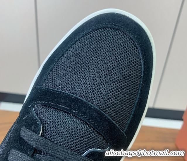 Purchase Loro Piana Newport Walk Sneakers in Suede and Mesh Black 0827001