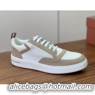 Good Quality Loro Piana Newport Walk Sneakers in Suede and Mesh White/Beige 0827002