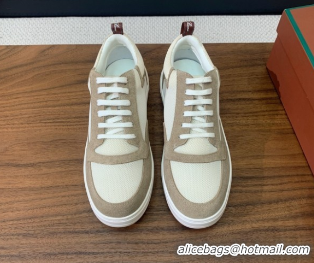 Good Quality Loro Piana Newport Walk Sneakers in Suede and Mesh White/Beige 0827002
