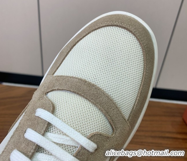 Good Quality Loro Piana Newport Walk Sneakers in Suede and Mesh White/Beige 0827002