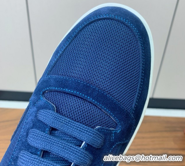 Stylish Loro Piana Newport Walk Sneakers in Suede and Mesh Blue 0827003