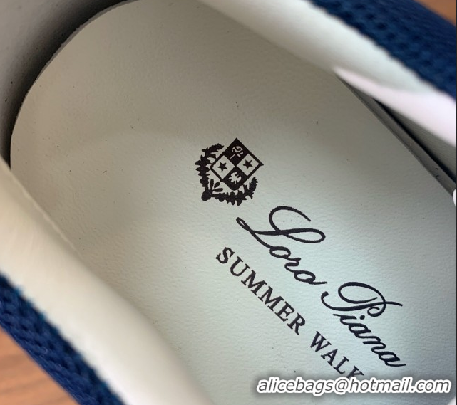 Stylish Loro Piana Newport Walk Sneakers in Suede and Mesh Blue 0827003