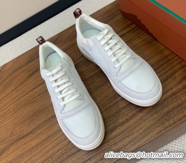Classic Hot Loro Piana Newport Walk Sneakers in Suede and Mesh White/Grey 0827004
