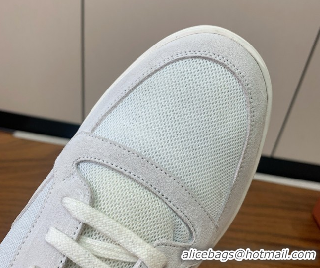 Classic Hot Loro Piana Newport Walk Sneakers in Suede and Mesh White/Grey 0827004