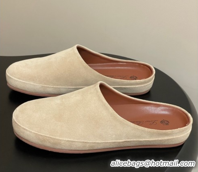 Perfect Loro Piana Tomori Sabot Flat Mules in Suede Beige 0827005