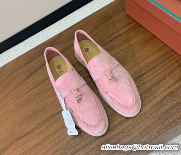 Crafted Loro Piana Summer Charms Walk Loafer in Suede LP110405 1971 Pink 2025