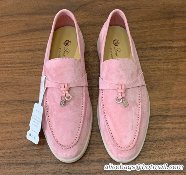 Crafted Loro Piana Summer Charms Walk Loafer in Suede LP110405 1971 Pink 2025