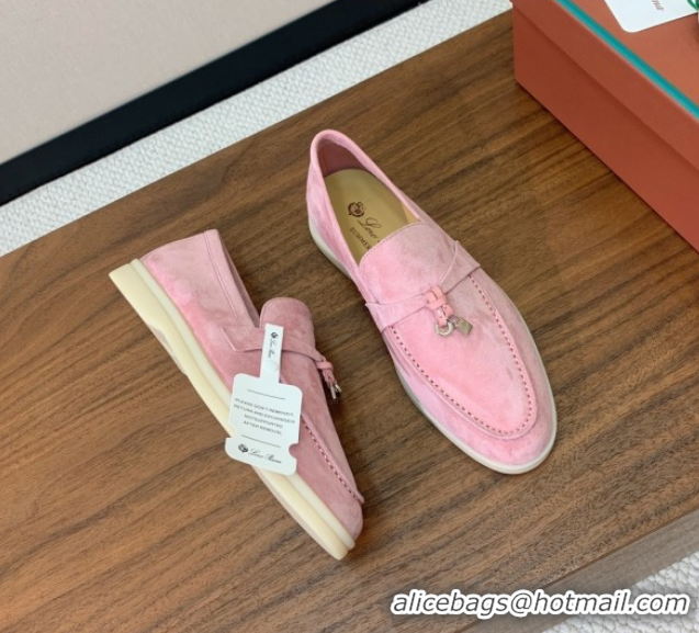 Crafted Loro Piana Summer Charms Walk Loafer in Suede LP110405 1971 Pink 2025