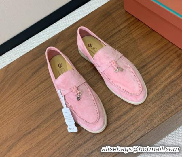 Crafted Loro Piana Summer Charms Walk Loafer in Suede LP110405 1971 Pink 2025
