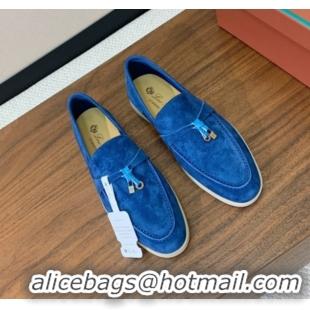 Unique Style Loro Piana Summer Charms Walk Loafer in Suede LP110406 Blue 2025