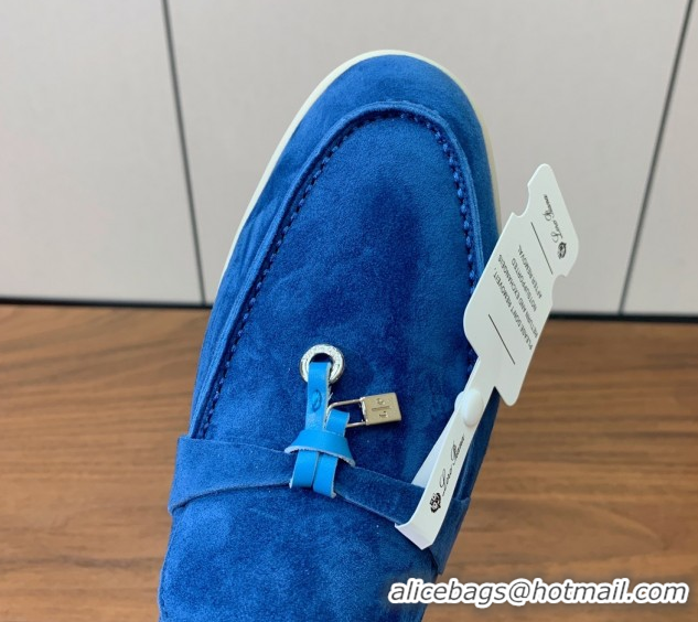 Unique Style Loro Piana Summer Charms Walk Loafer in Suede LP110406 Blue 2025
