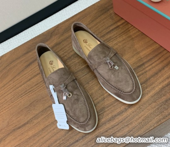 Sumptuous Loro Piana Summer Charms Walk Loafer in Suede LP110408 Grey 2025