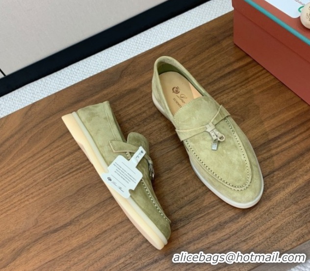 Perfect Loro Piana Summer Charms Walk Loafer in Suede LP110409 Light Green 2025
