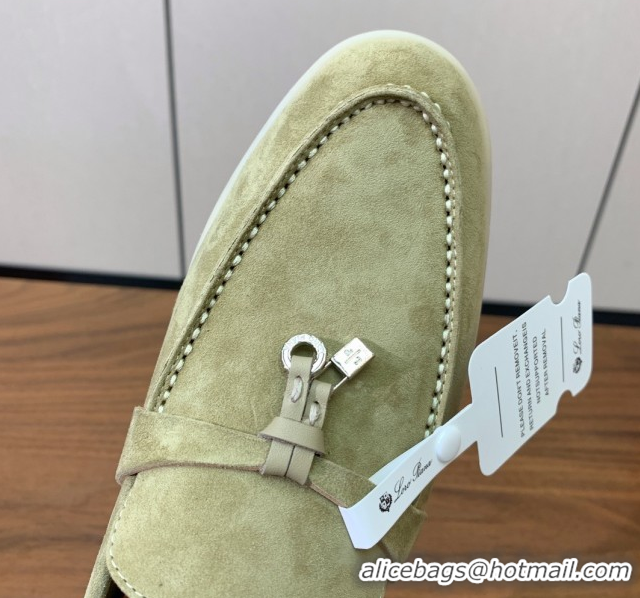 Perfect Loro Piana Summer Charms Walk Loafer in Suede LP110409 Light Green 2025