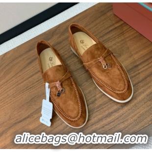 Buy Luxury Loro Piana Summer Charms Walk Loafer in Suede LP110410 Brown 2025