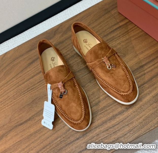 Buy Luxury Loro Piana Summer Charms Walk Loafer in Suede LP110410 Brown 2025