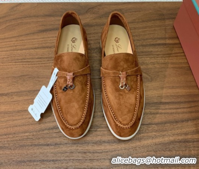 Buy Luxury Loro Piana Summer Charms Walk Loafer in Suede LP110410 Brown 2025