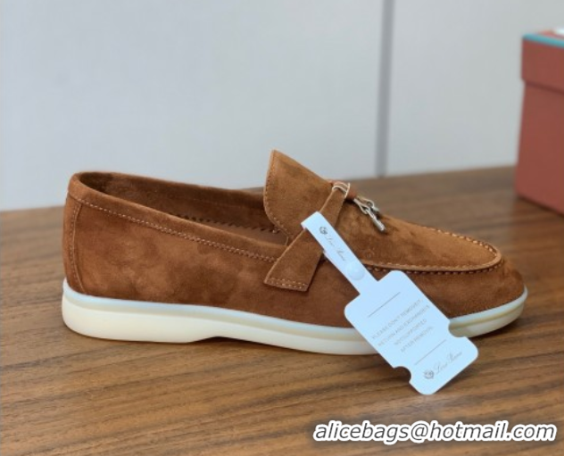 Buy Luxury Loro Piana Summer Charms Walk Loafer in Suede LP110410 Brown 2025